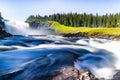 Scenic view of Tannforsen Waterfall, biggest waterfall in Sweden