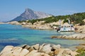 Scenic view of Tavolara from Sardinia coastline. Royalty Free Stock Photo