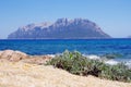 Scenic view of Tavolara from Sardinia coastline. Royalty Free Stock Photo