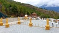 Statues of buddhist goddesses at hill in Kuensel Phodrang Nature Park, Thimphu, Bhutan