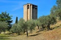 Scenic view of the 4th Century King Milutin Tower, Hilandar monastery, Mount Athos, Greece, Royalty Free Stock Photo