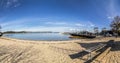 Scenic view to beach and harbor of Sag Harbor