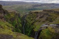 Scenic view to canyon of Glymur waterfall - highest waterfall of Royalty Free Stock Photo