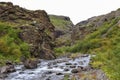 Scenic view to canyon of Glymur waterfall - highest waterfall of Royalty Free Stock Photo