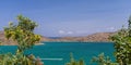 Scenic view to Mirabello bay and Elounda town in Crete island, Greece Royalty Free Stock Photo