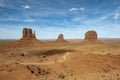 Scenic view to monument valley with butte and blue sky Royalty Free Stock Photo