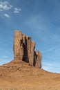 Scenic view to monument valley with camel butte and blue sky Royalty Free Stock Photo