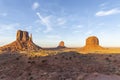 Scenic view to monument valley with west mitten butte and blue sky Royalty Free Stock Photo