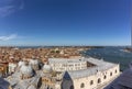 Scenic view to roof of san marco cathedral and skyline of Venice
