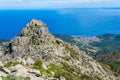 Scenic view from the top of Capanne Mountain in Elba Island. Province of Livorno, Tuscany, Italy. Royalty Free Stock Photo