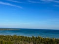 Scenic view from top of Castle Rock in St. Ignace, Michigan Royalty Free Stock Photo