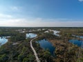 A scenic view from the top of the Kemeri bog, moorland landscape,.early spring Royalty Free Stock Photo