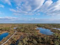 A scenic view from the top of the Kemeri bog, moorland landscape,.early spring Royalty Free Stock Photo