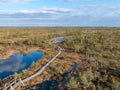 A scenic view from the top of the Kemeri bog, moorland landscape,.early spring Royalty Free Stock Photo