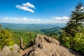 Scenic view from top of Waterrock Knob Overlook on Blue Ridge Parkway in Summer. Royalty Free Stock Photo