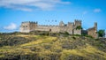 Scenic view of Tourbillon castle ruins and clear summer blue sky Sion Valais Switzerland Royalty Free Stock Photo