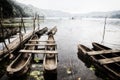 Scenic view of traditional fisher boats on Danau Tamblingan lake Royalty Free Stock Photo