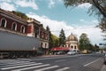 Scenic view of train station located in Baile Herculane, Romania Royalty Free Stock Photo