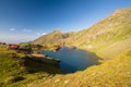 Scenic view of Transfagarasan Balea glacier lake at a bright sunny day, Romania Royalty Free Stock Photo