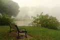 Early autumn foggy morning landscape Royalty Free Stock Photo