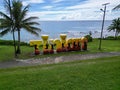 Scenic view of a tropical beach against the sea in Tinian