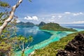 The scenic view of the Tun Sakaran Marine Park, Semporna, Sabah, from the top of Boheydulang Island. Royalty Free Stock Photo