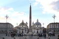 Scenic view of the twin churches churches of Santa Maria Montesanto and Santa Maria Miracoli in Piazza del Popolo, iconic square