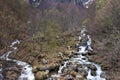 Scenic view of two rapids of a mountain river. Royalty Free Stock Photo