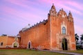 Scenic view of typical Mexican church at sunset, Ticul Royalty Free Stock Photo