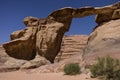 Scenic view of Um Fruth rock bridge in Wadi Rum desert