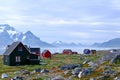 View of the abandoned Inuit village of Qoornoq in southwestern Greenland. Royalty Free Stock Photo