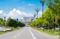 The Union Boulevard and the Parliament Palace in Bucharest, Romania.