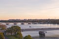 Washington DC panorama with bridges across Potomac River at sunset. Royalty Free Stock Photo