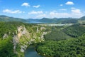 Scenic view of the Uvac River surrounded by majestic mountains. Serbia Royalty Free Stock Photo