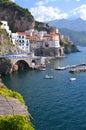 Scenic view of village atrani on amalfi coast, italy Royalty Free Stock Photo