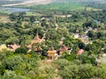 Scenic view of Vipassana meditation center from the observation platform at the top of Oudong mountain in Cambodia