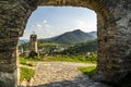 Scenic View into the Wachau with old gate. Spitz.