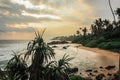 Scenic view, walking alone on the beach during sunset on srilanka Royalty Free Stock Photo