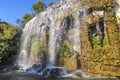 Scenic view of waterfall in Castle Hill Park Parc de la Colline