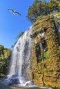 Scenic view of waterfall in Castle Hill Park Parc de la Colline