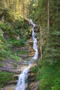 Waterfall cascading down on rocks in a mountain forest Royalty Free Stock Photo