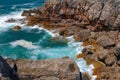 Scenic view of the waves of the Atlantic Ocean, Boca Do Inferno Hell`s Mouth, Cascais, Portugal Royalty Free Stock Photo