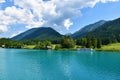 Scenic view of Weissensee lake and mountains in the Gailtal Alps Royalty Free Stock Photo