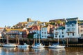 Scenic view of Whitby city and abbey in sunny autumn day Royalty Free Stock Photo