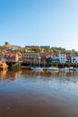 Scenic view of Whitby city and abbey in sunny autumn day Royalty Free Stock Photo