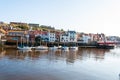 Scenic view of Whitby city and abbey in sunny autumn day Royalty Free Stock Photo