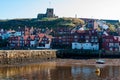 Scenic view of Whitby city and abbey in sunny autumn day Royalty Free Stock Photo