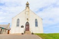 A scenic view of a white church, May 17, 2022 in Findochty, Moray, Scotland