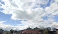 Scenic view of white clouds in blue skies above Salmon, Idaho Royalty Free Stock Photo