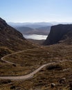 Scenic view of winding single track road Bealach na Ba through the mountains in Scottish Highlands
